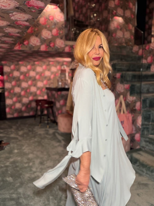 Semicouture camicia in georgette maniche 3/4 con fiocco