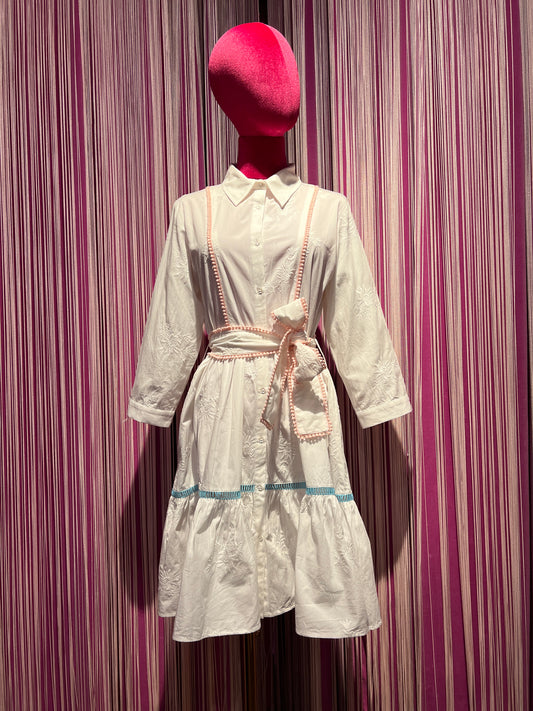 Sincere Paris -50% di sconto abito midi cotone bianco manica 3/4