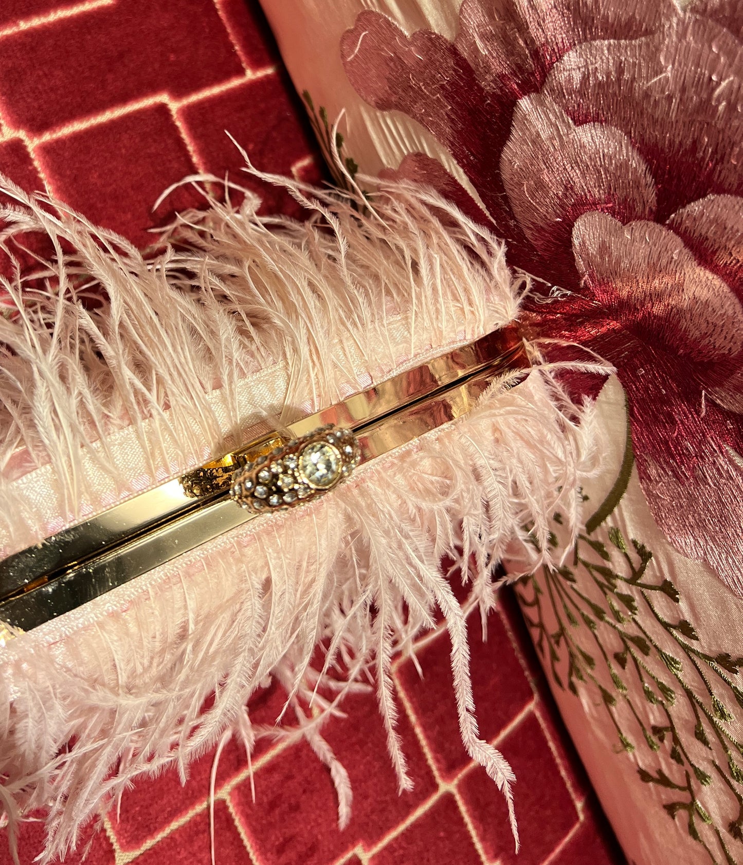 Clutch marabou tracollina rosa baby