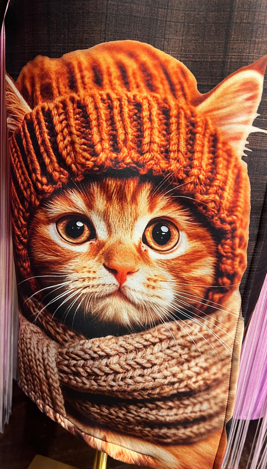 Mon amour Paris -20% di sconto cappotto con cappuccio in neoprene stampa gatto con cappello