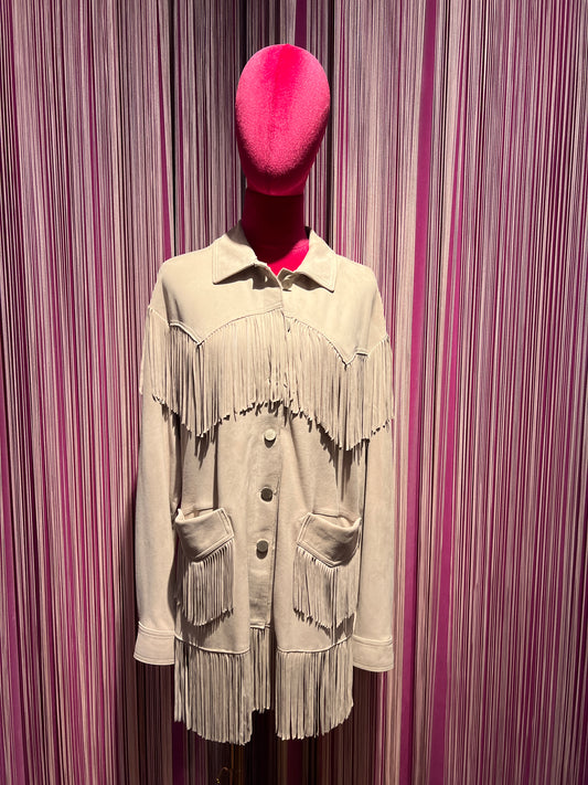 Blusotto giacca/camicia frange camoscio ghiaccio Daira