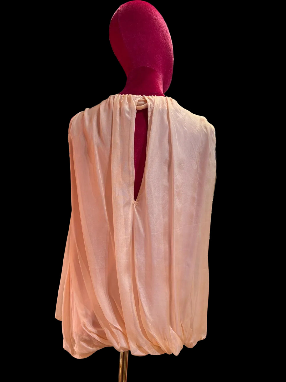 Isabelle Blanche Paris canotta smanicata fiocco con effetto balloon in chiffon di seta rosa