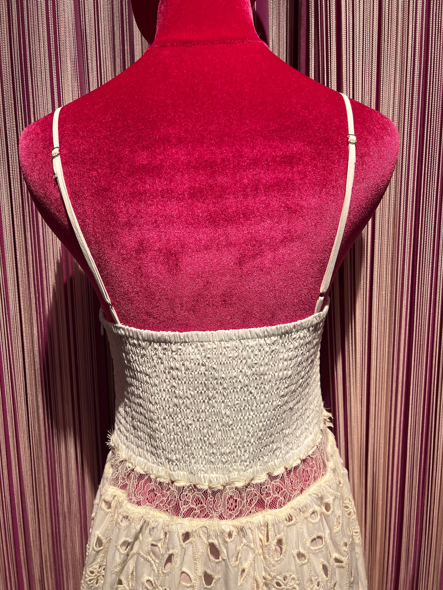 Ermanno Scervino abito lungo bretellina sangallo con piccole paillettes