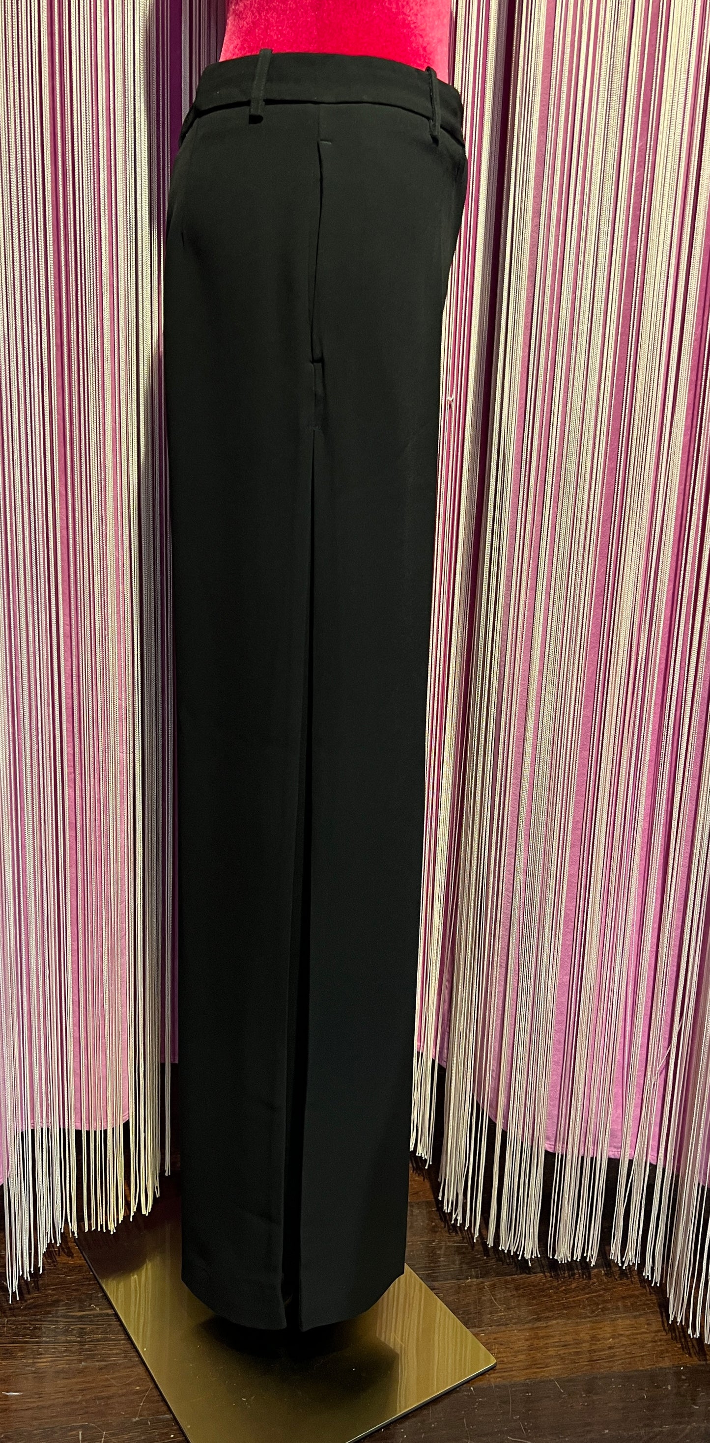 Semicouture pantalone in cady di viscosa inserto sui fianchi gamba ampia piega stiro