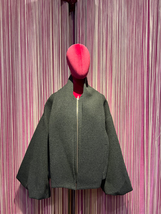 SU official giacca con chiusura lampo sciarpa rimovibile grigio antracite