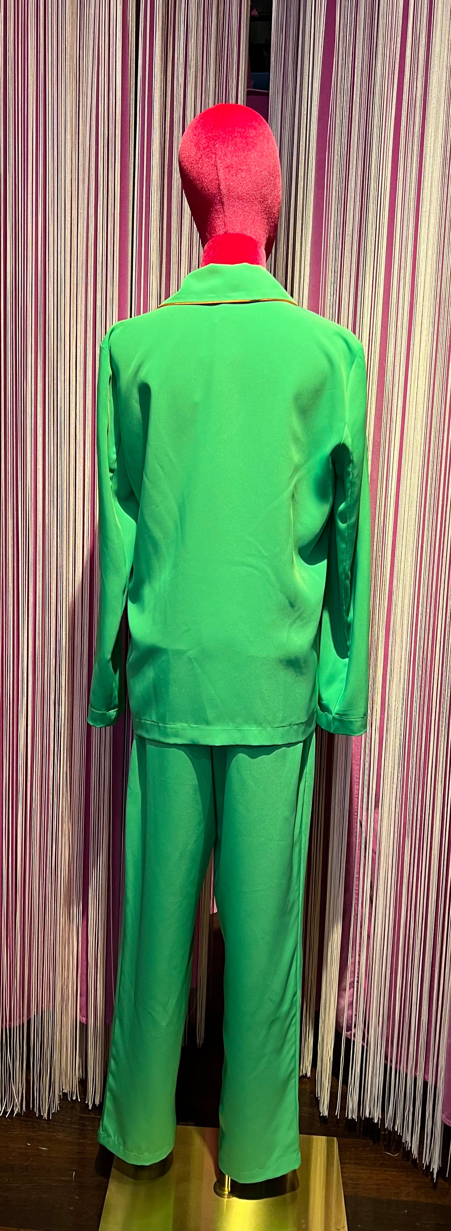 Colour market occasioni imperdibili completo giacca doppiopetto e pantalone verde rever arancio