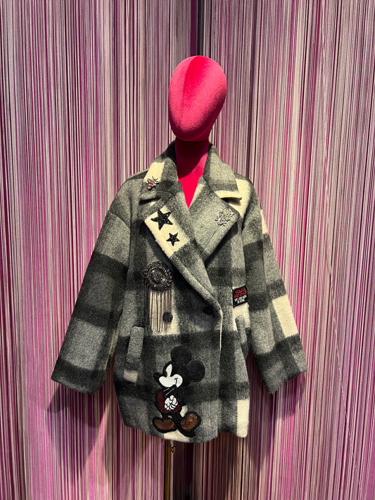 ABpink🩷 quadrettona grigia con patch Michey Mouse