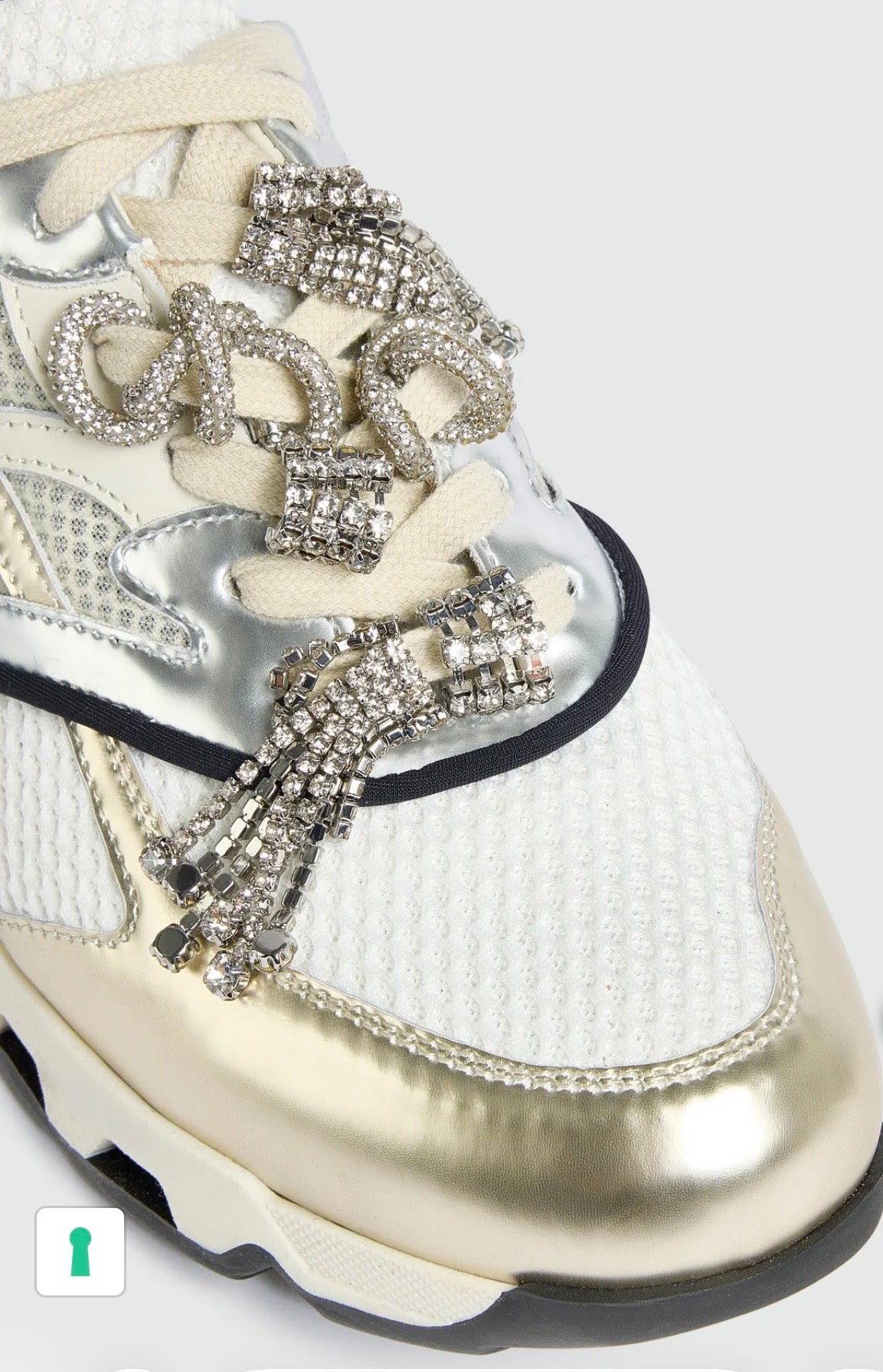 Circus Hotel sneaker bianca oro argento e nera con applicazioni cristalli lacci