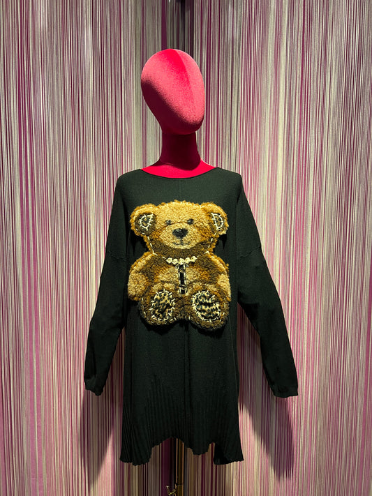 So chic maglia nera con applicazione orso