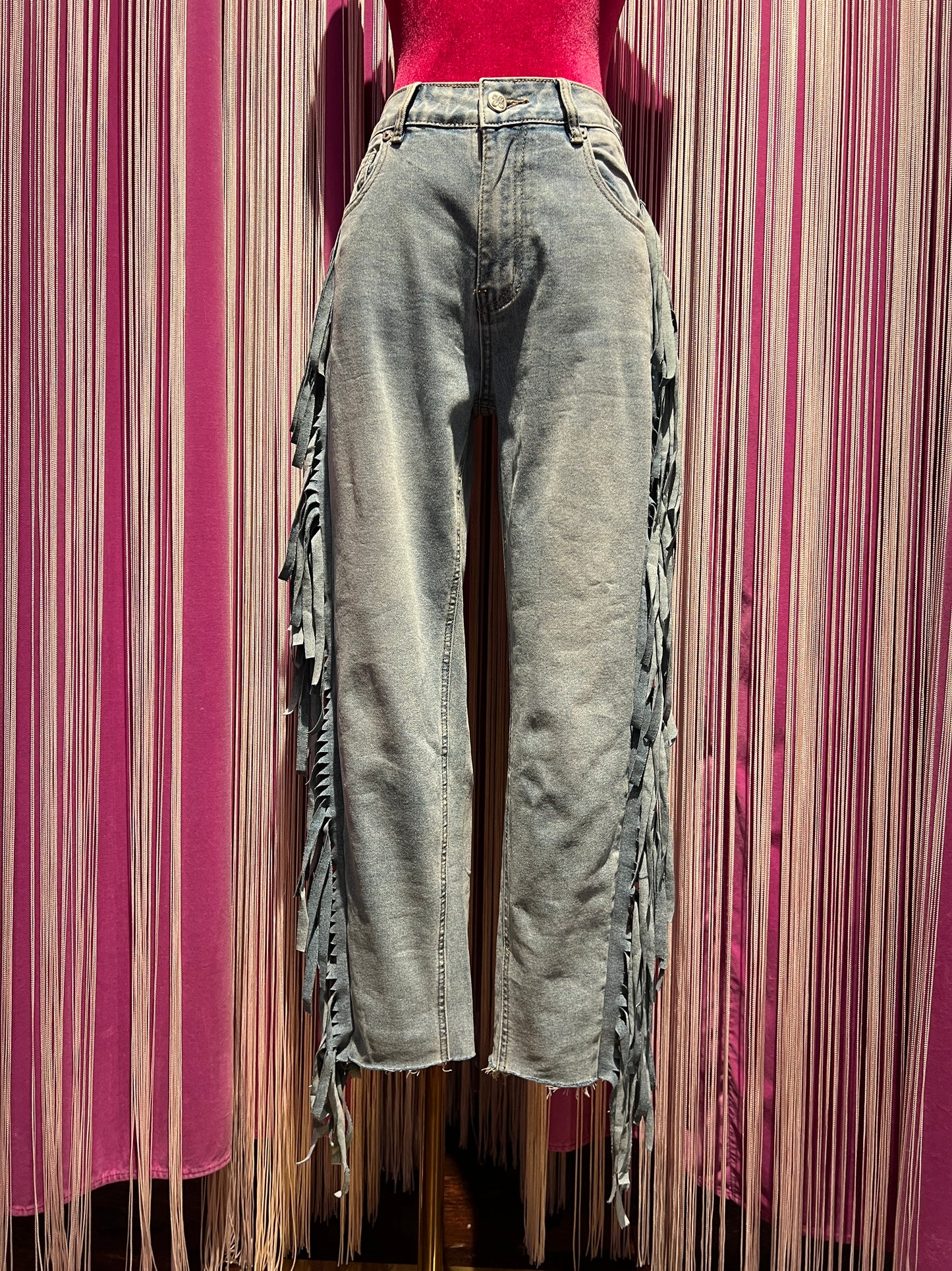 Amosa -50% di sconto jeans frange denim elasticizzato