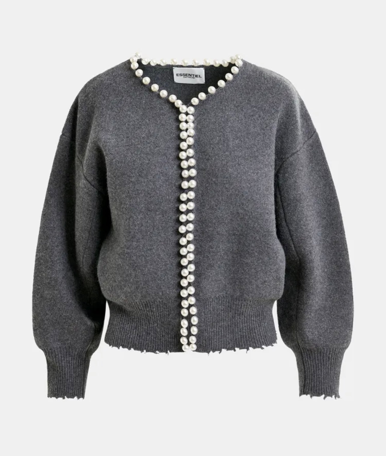 Essentiel antwerp cardigan grigio decorato con perle Ideas