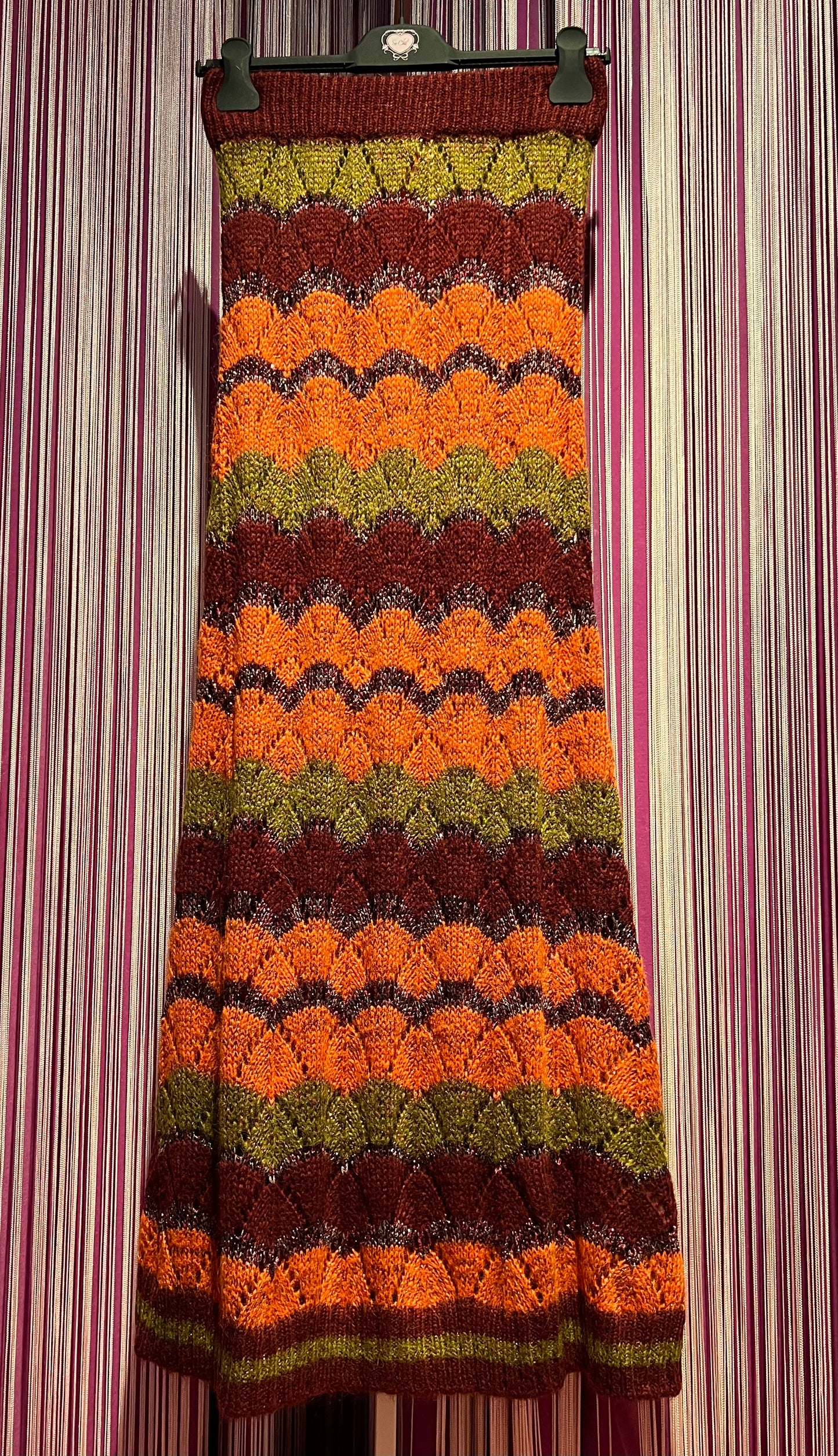 Colour Market meno 50% gonna lunga in maglia rigata ruggine/arancio
