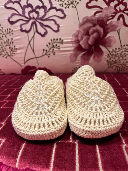 Huella espadrillas crochet panna aperte dietro