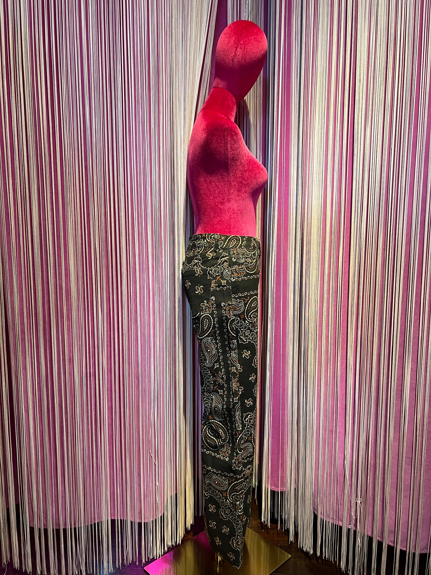 Mon amour Paris pantalone fantasia cachemire marrone a zampa