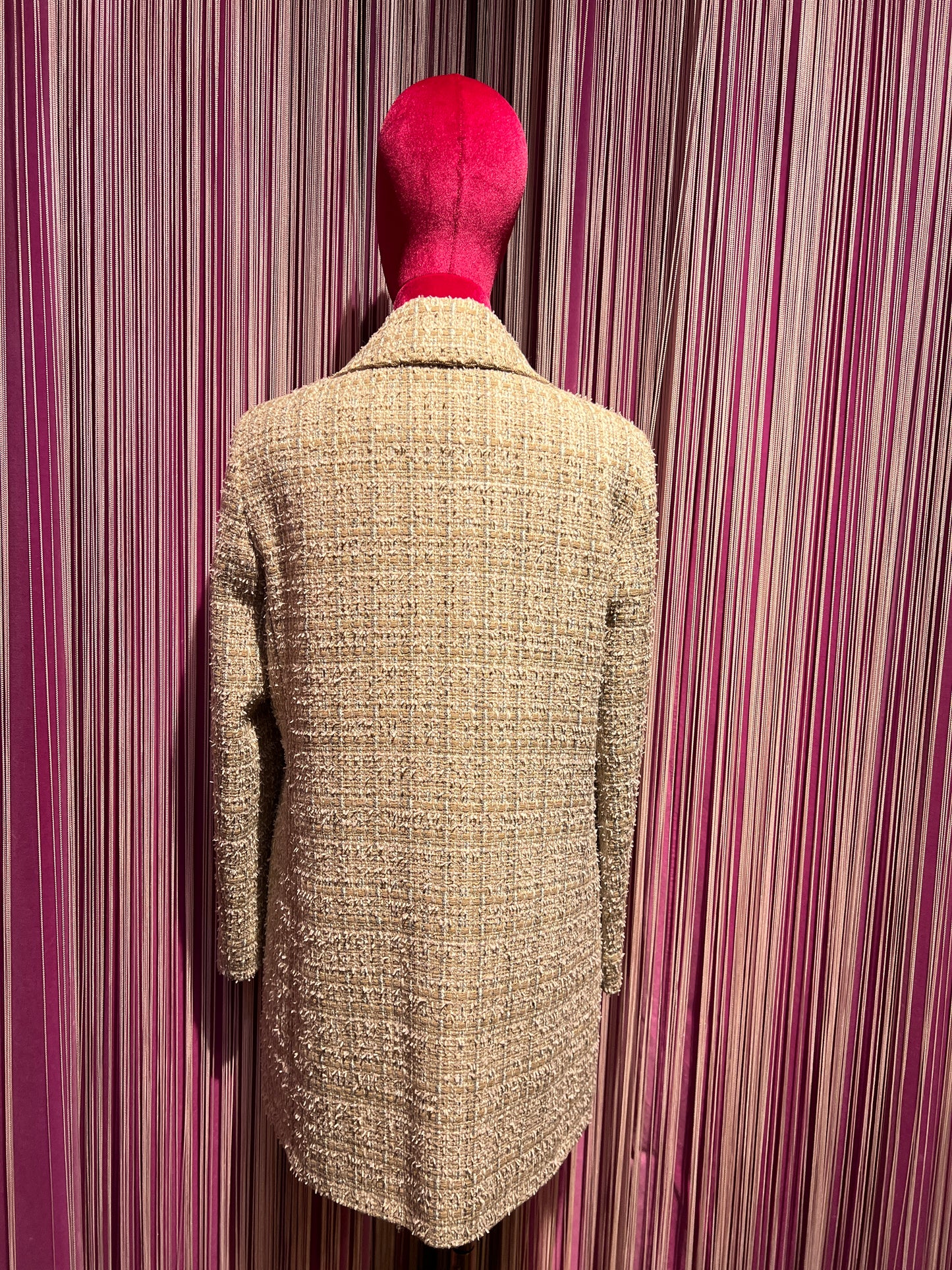 Mouche giacca in tweed corda bianco e argento