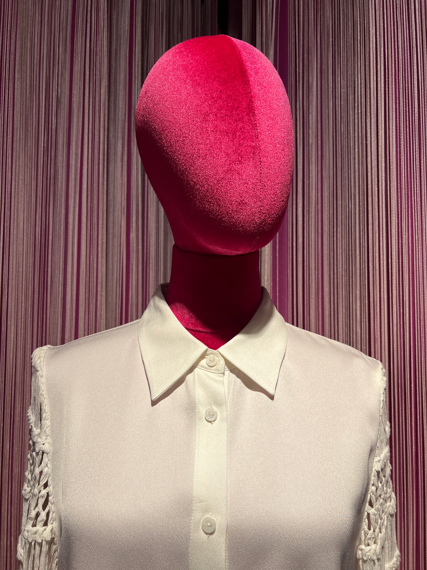 Isabelle Blanche Paris -50% di sconto abito lungo in crepe viscosa inserti maniche uncinetto bianco