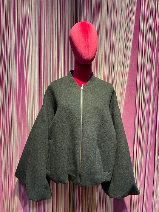 SU official giacca con chiusura lampo sciarpa rimovibile grigio antracite