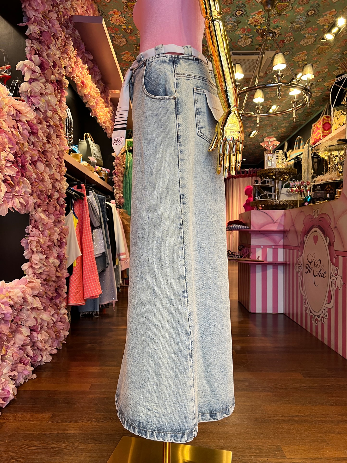 Front street jeans largo super aged con cinta cravatta
