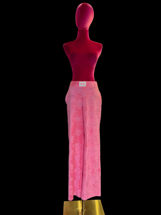 Frok pantalone spugna disegno palme rosa con elastico in vita