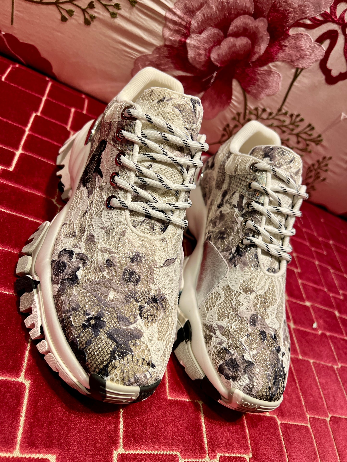 Joia Paris Sneakers pizzo glitter bianco /nero
