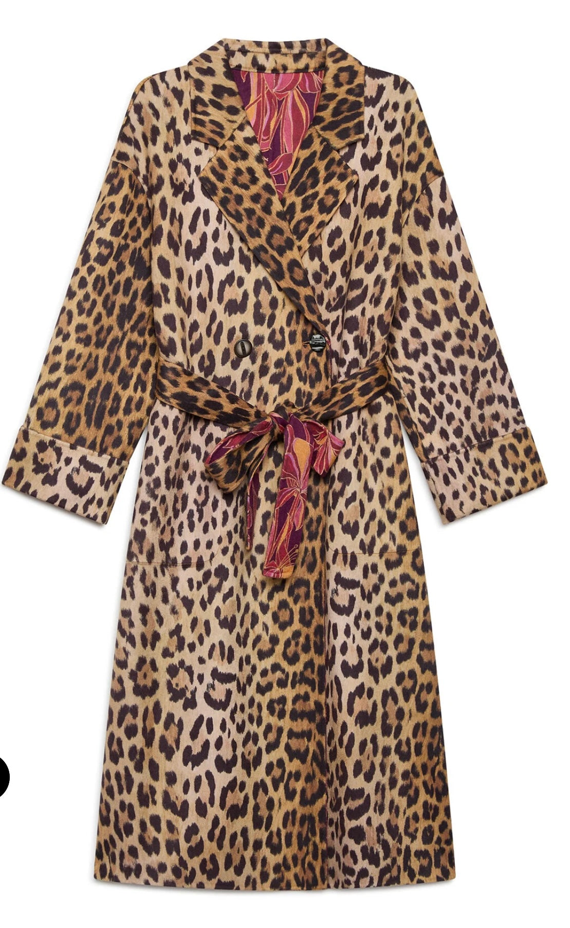 Maliparmi cappotto reversibile da un lato fantasia gigli bordò dall’altro fantasia animalier