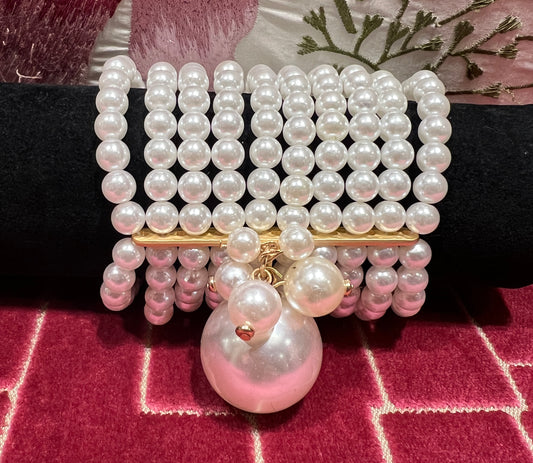 Bracciale multifili perle con perla grande