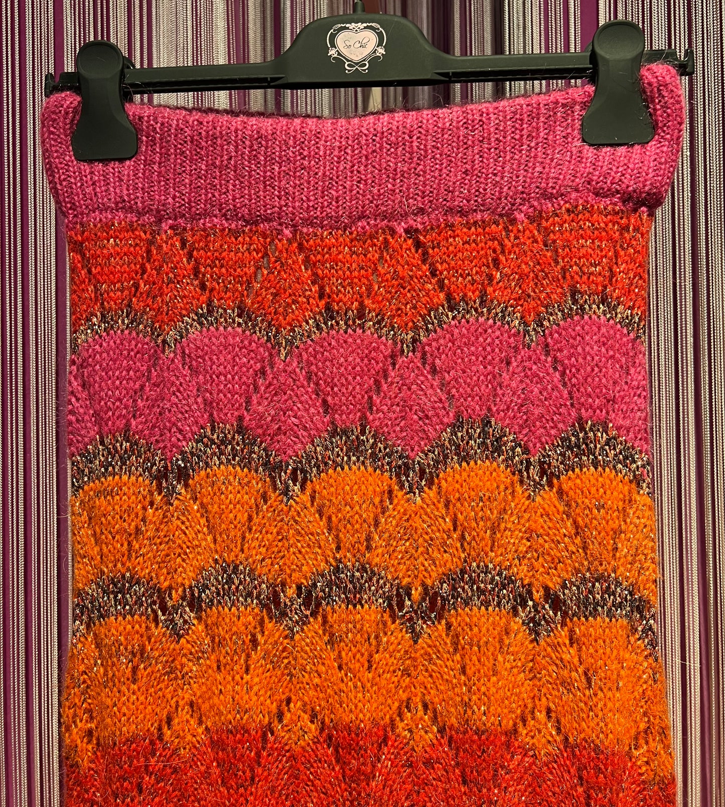 Colour Market gonna lunga in maglia rigata fucsia/arancio