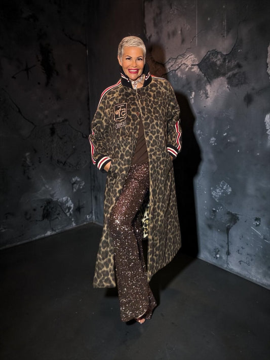 5 Progress cappotto lungo maculato con patch di paillettes