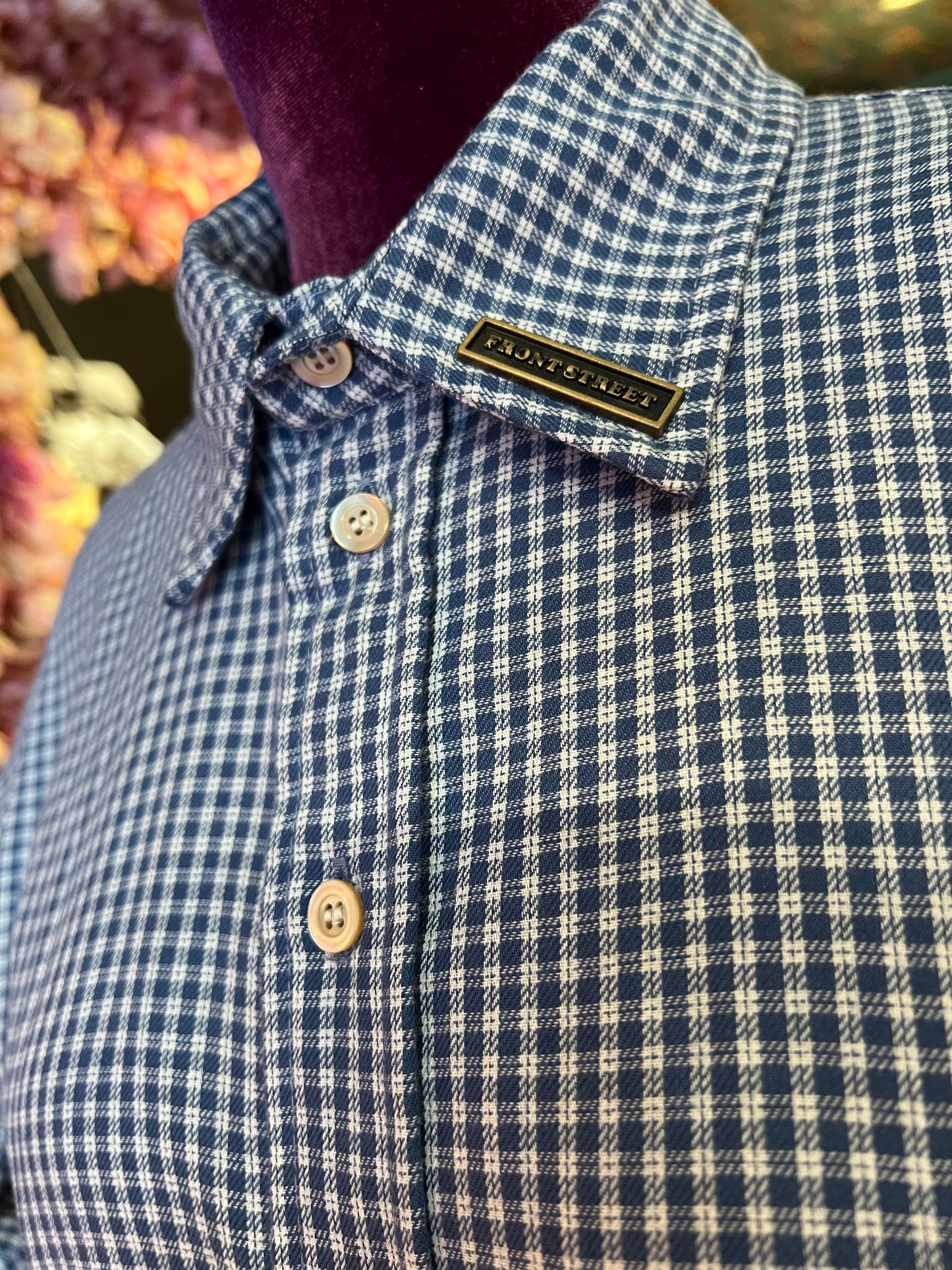 Front street camicia micro ceck blu e bianca