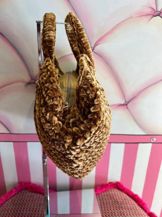 Love & roses borsa tricot ciniglia bronzo con tracollina