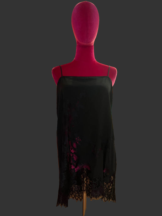 Semicouture top nero in crepe de chine con intarsi pizzo