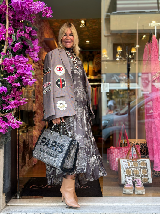 5 Progress giacca micro pied de poul con patch logomania