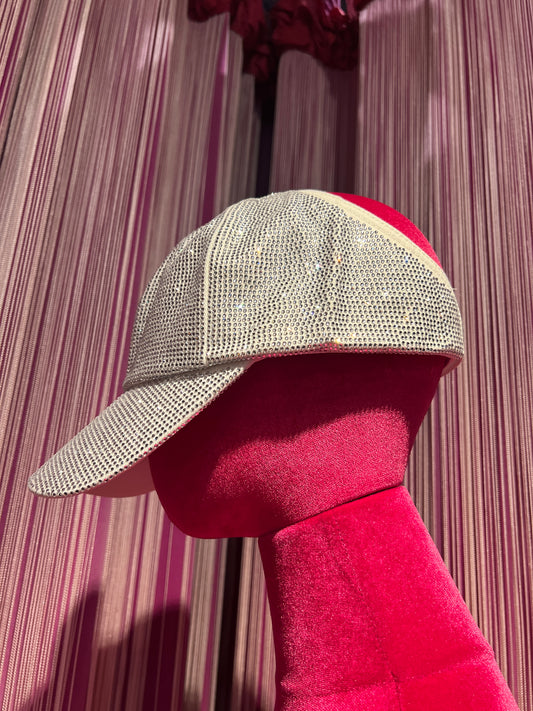 Love & roses cappello con visiera bianco e cristalli misura regolabile