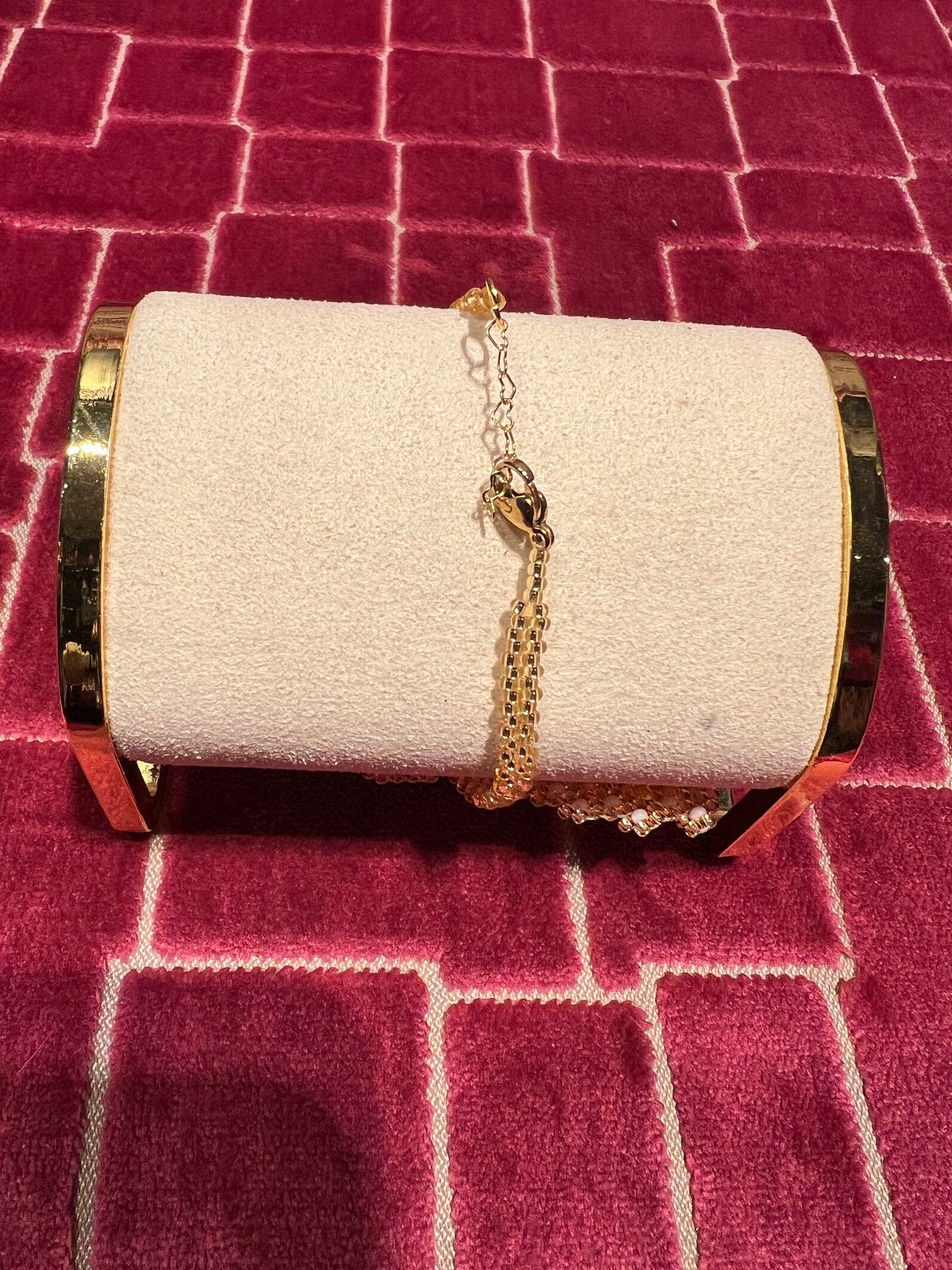 Bracciale farfalla perline oro e arancio