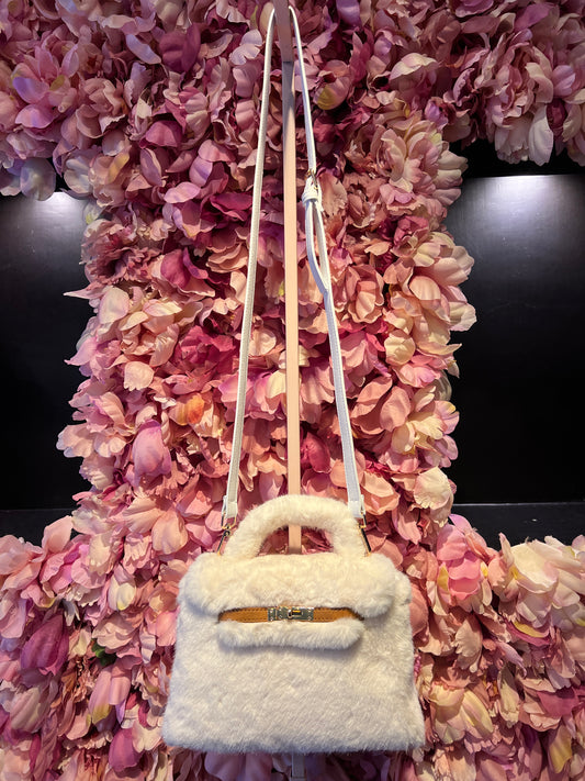 Show-up Milano borsa ecopelliccia ed ecopelle con tracolla, colore bianco