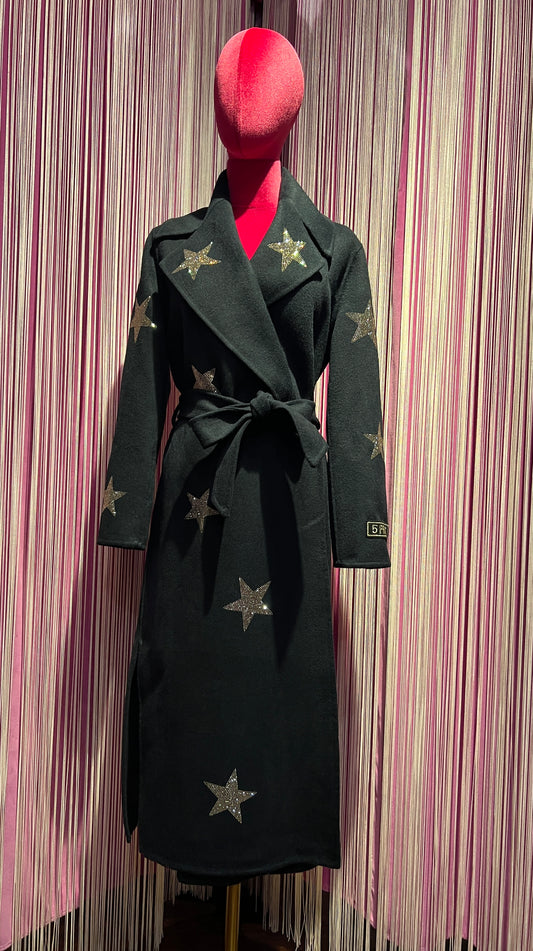 5 Progress cappotto con cinta blu scuro applicazioni stelle in cristallo