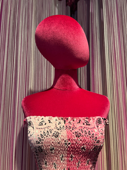 5 Progress abito lungo fantasia bandana rosa con balza