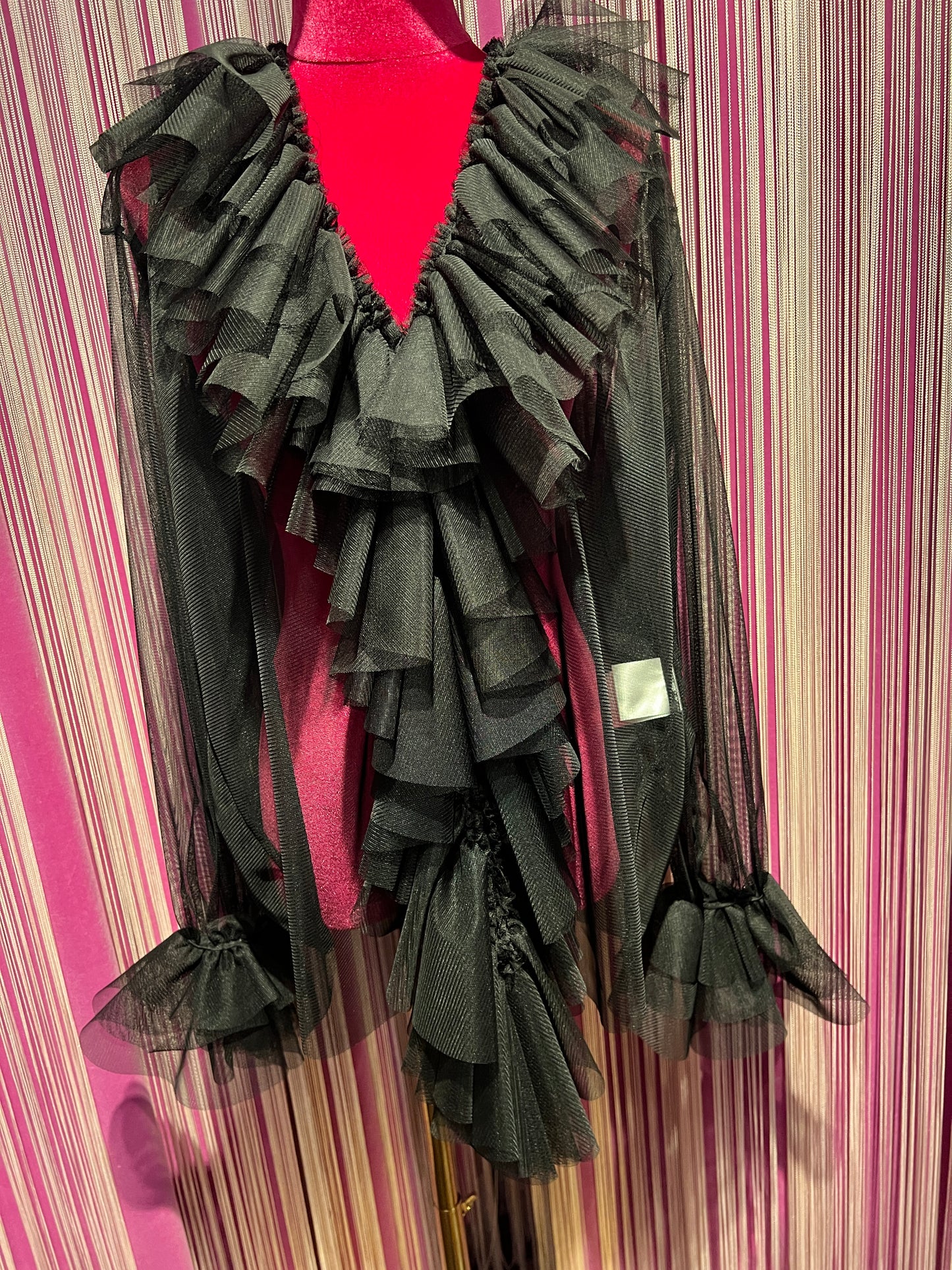 Rue-bisquit blusa manica lunga con rouge tulle nera
