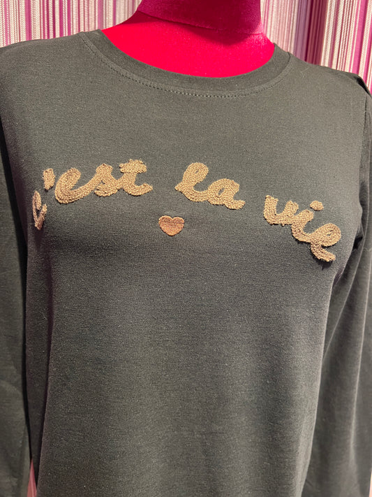 Mon amour Paris t shirt con scritta “ C’est la vie”