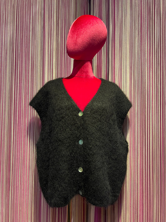 The room gilet cardigan nero mohair e lana