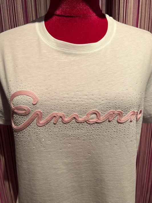 Ermanno Scervino -50% di sconto t shirt cotone bianca logo rosa
