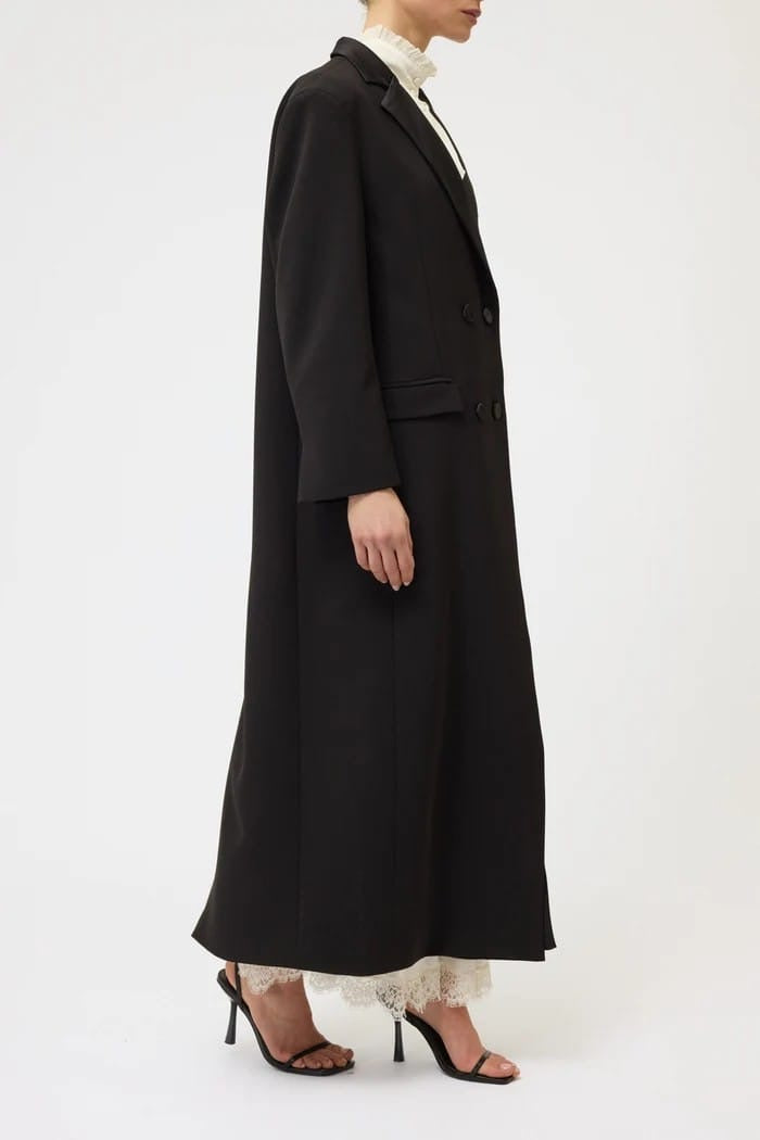 Pink memories cappotto doppiopetto over collo smoking nero