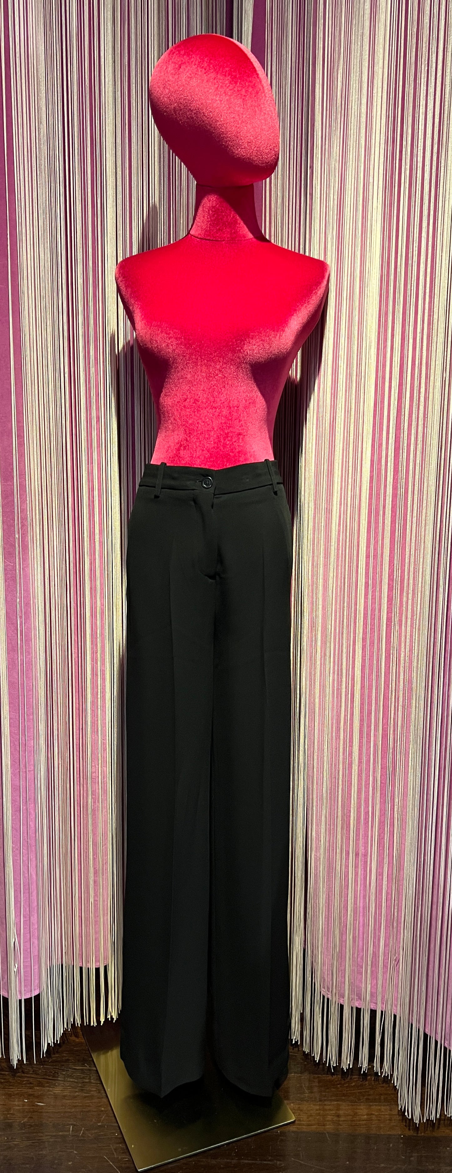 Semicouture pantalone in cady di viscosa inserto sui fianchi gamba ampia piega stiro