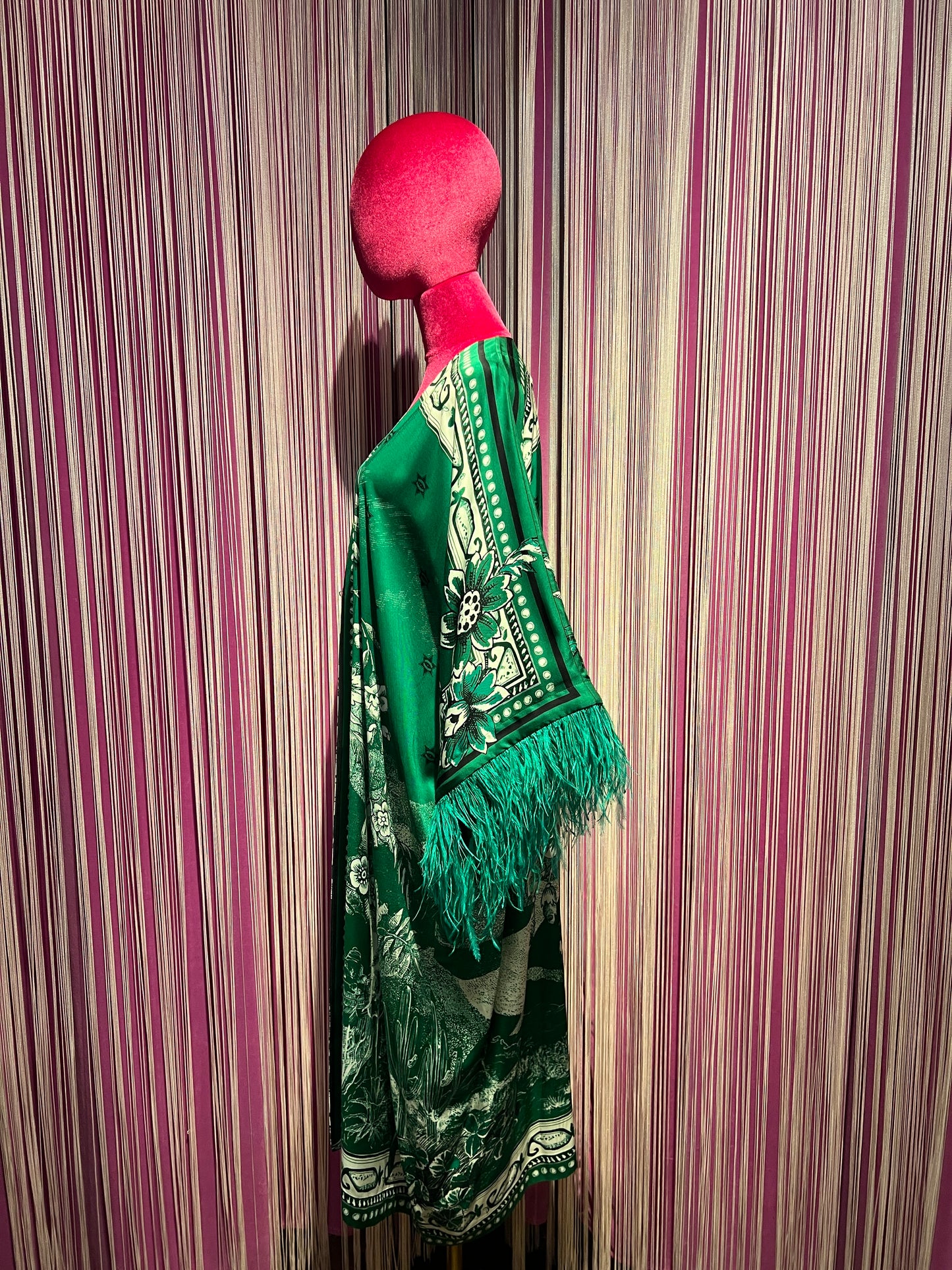 Dahlo -50% di sconto kimono fantasia verde manica Marabou