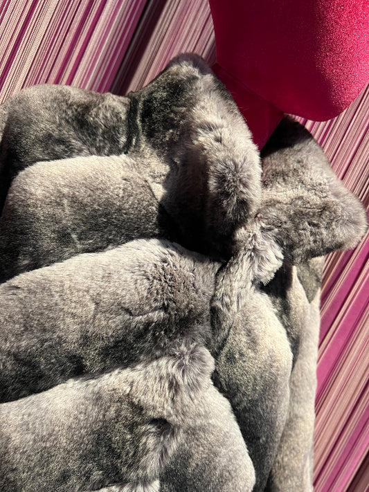 Snow-up Milano giacca ecopelliccia chinchilla grigia