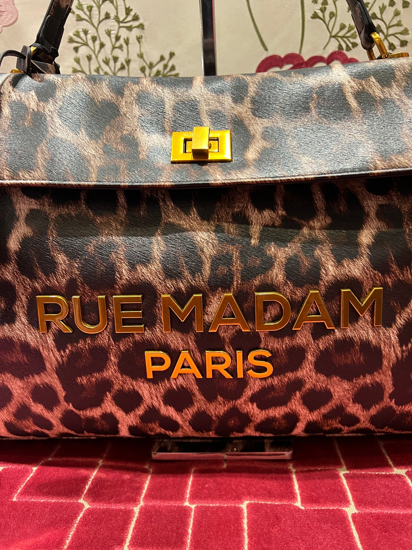 Rue Madam Paris borsa ecopelle stampa leopardo con tracolla “Les jour xl “