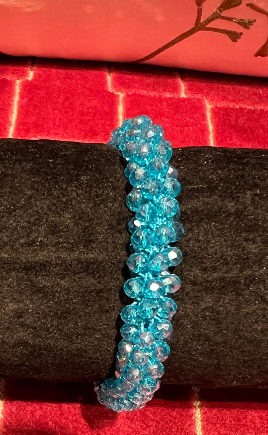 Bracciale cristalli elastico turchese