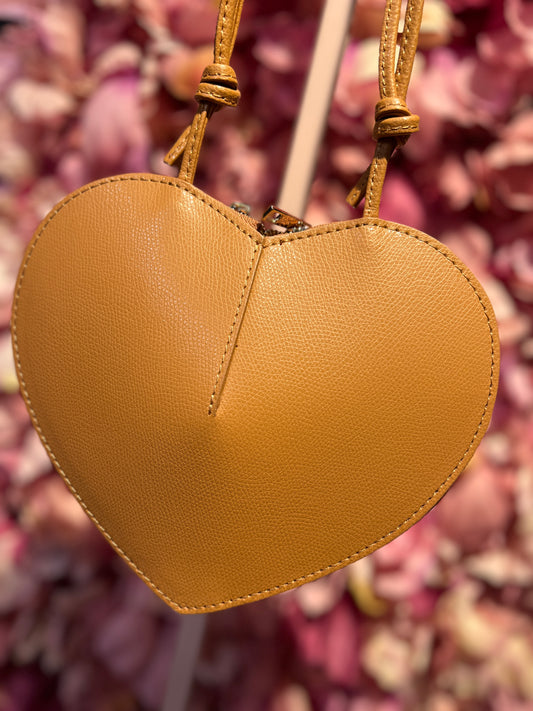 Borsa a cuore tracollina regolabile vera pelle cuoio