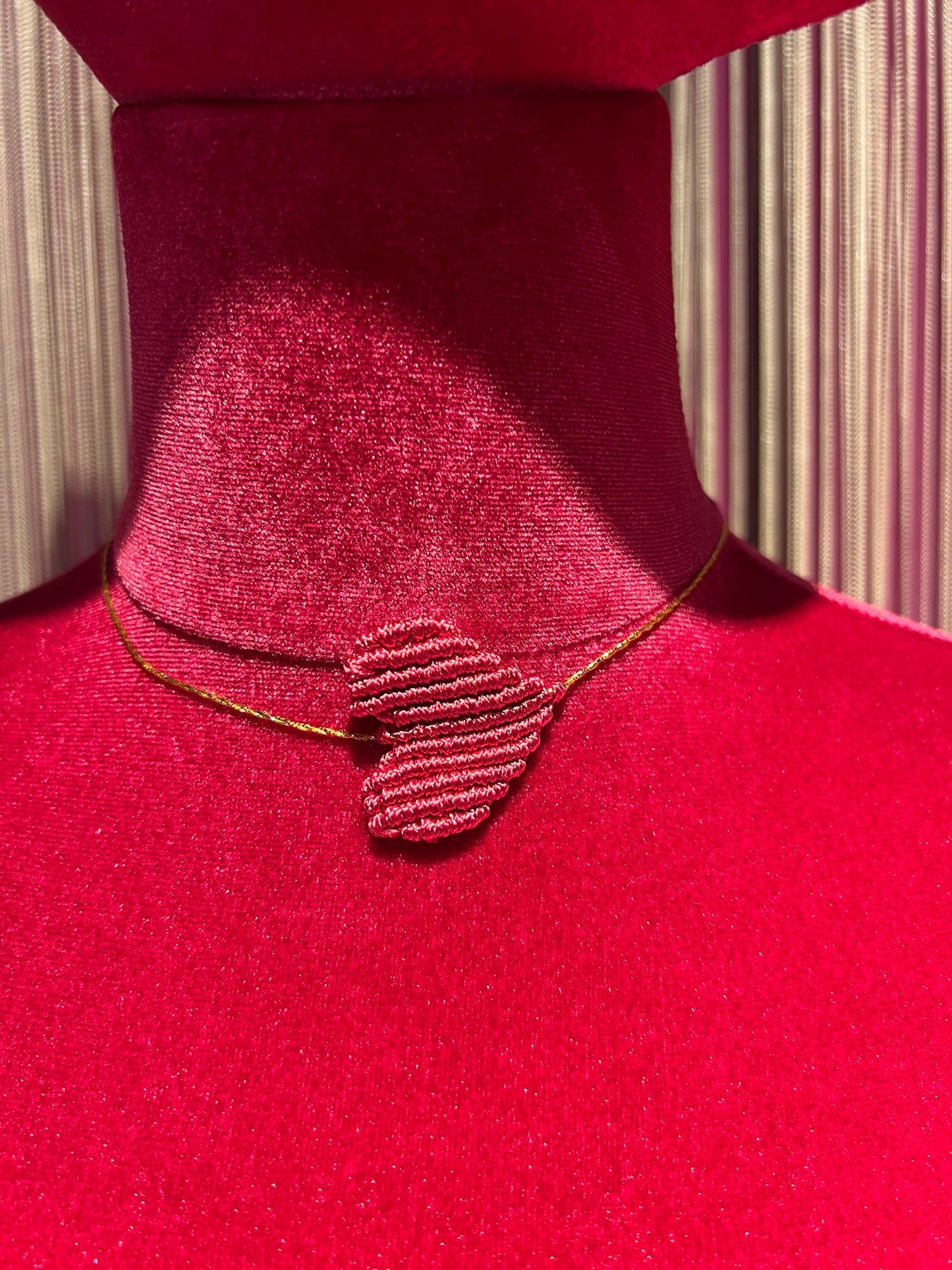 Collana cuore crochet regolabile rosa