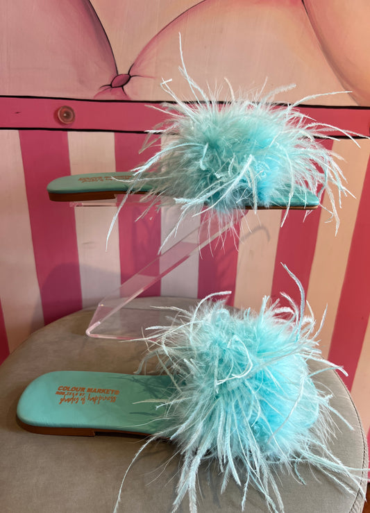 Colour market ciabattina marabou turchese